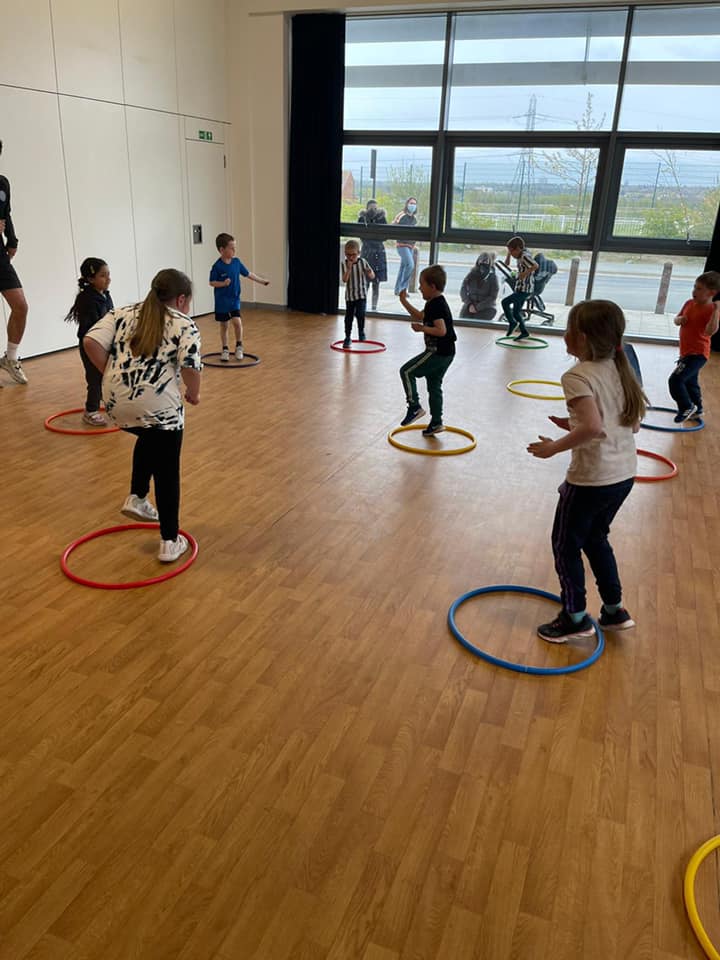 Children active during a PE Monkeys lesson